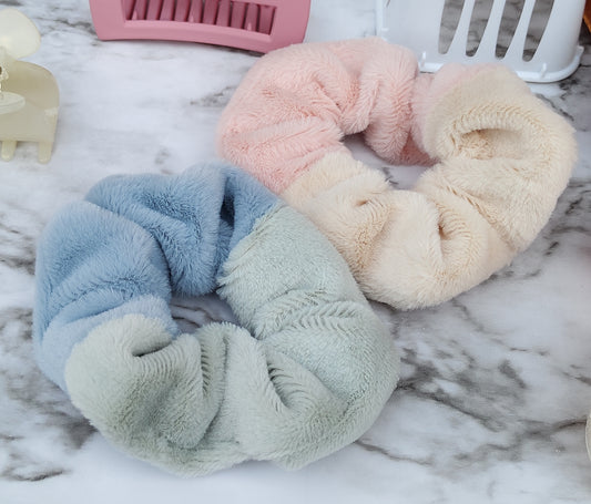 Faux Fur Two Color Scrunchies