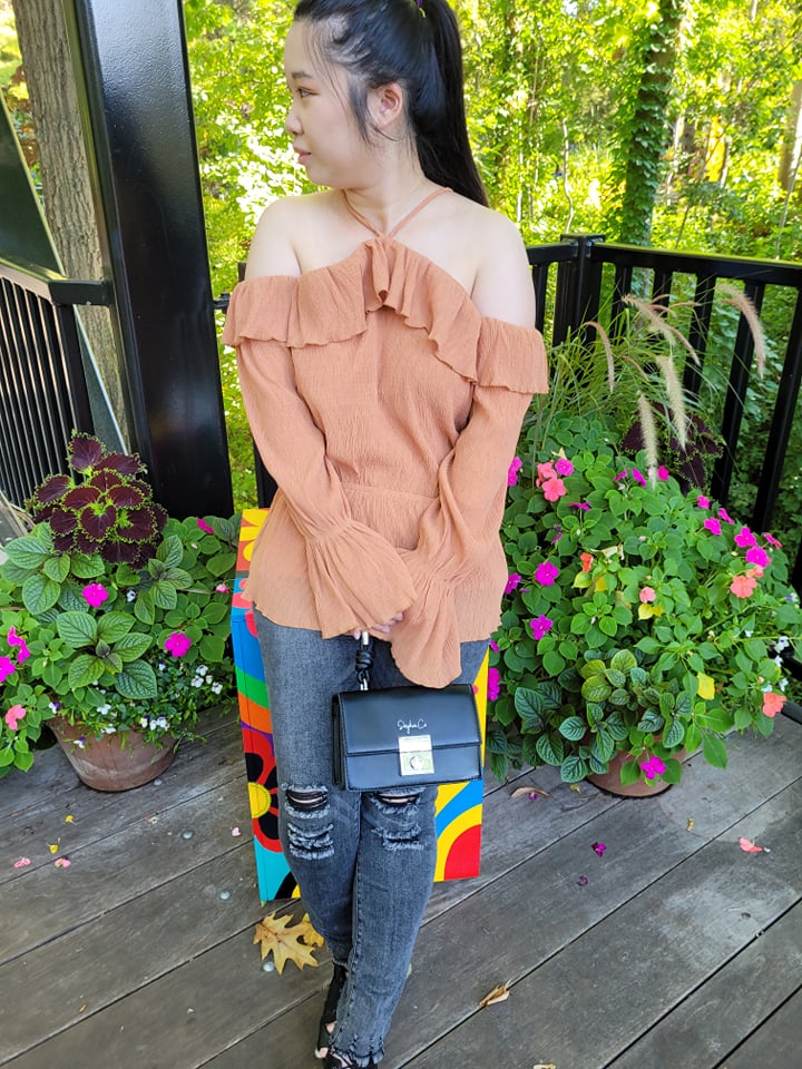 Camel/Tan Halter Off Shoulder Top