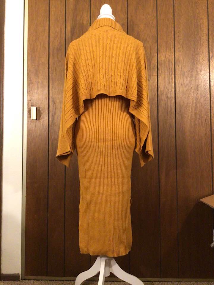 Mustard 2pcs Dress and Shawl