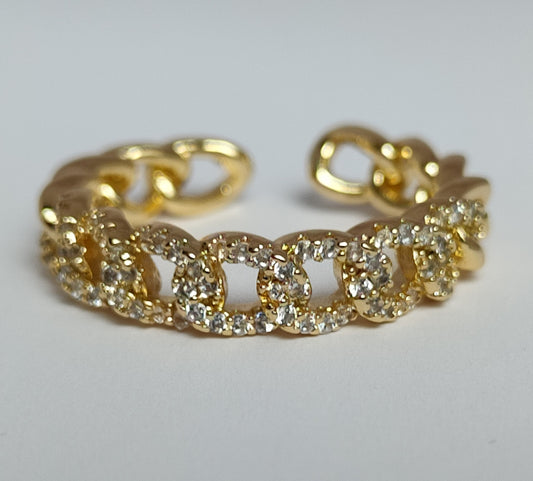 Chain-link Adjustable Ring - 18k Gold Plated