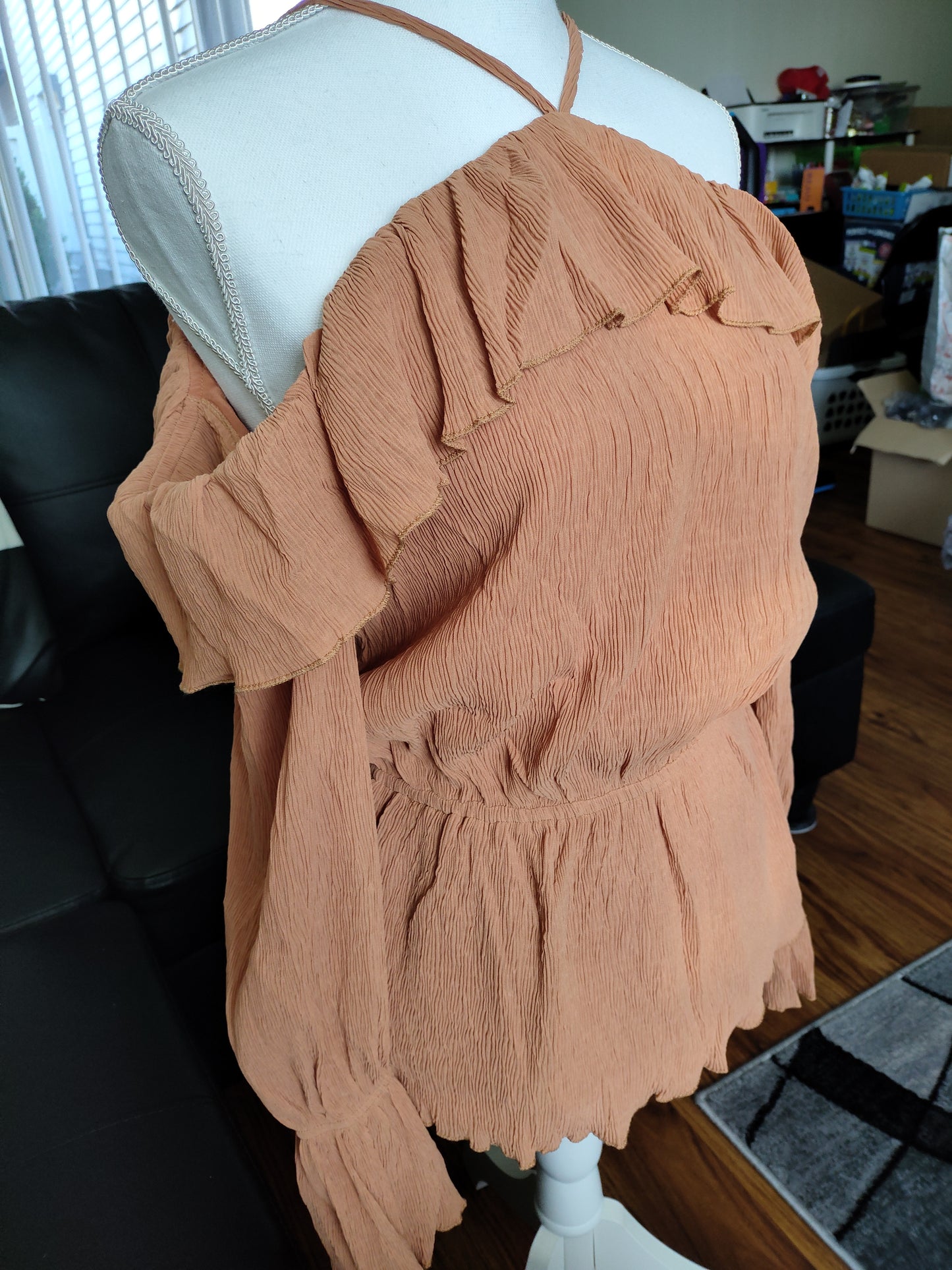 Camel/Tan Halter Off Shoulder Top