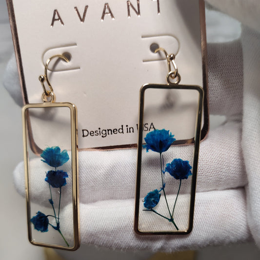 Blue Flower Transparent Earrings