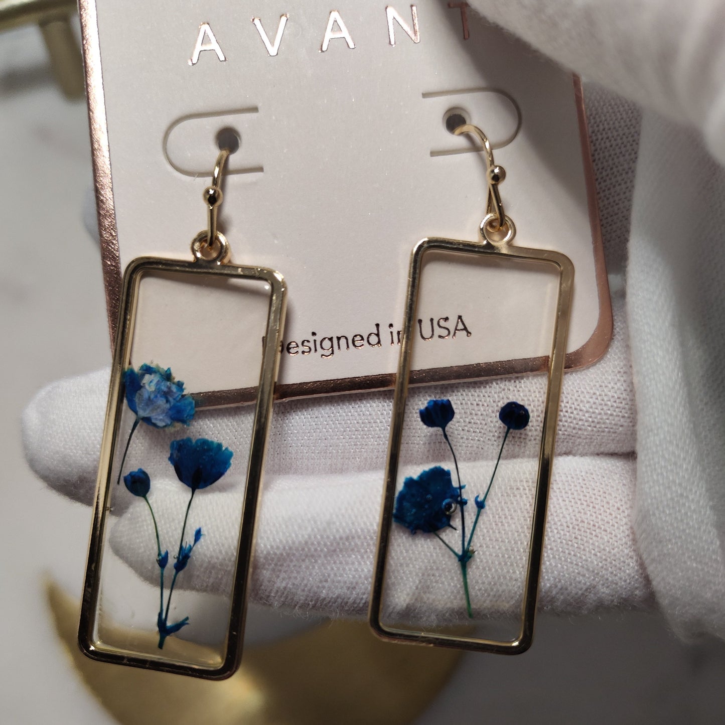 Blue Flower Transparent Earrings