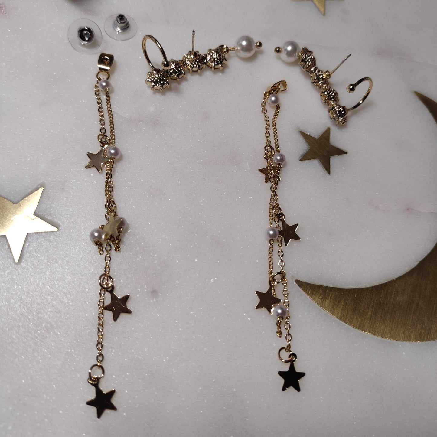 Star Tassel Hanging Cuff Earrings