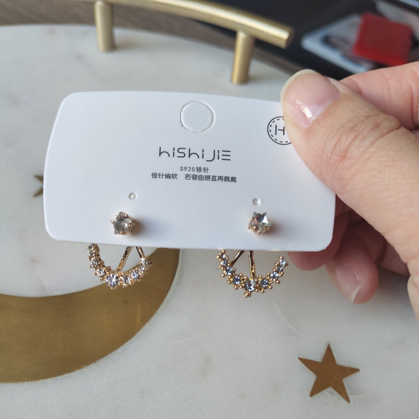 Star Stud Earrings - Rear Hanging Earrings