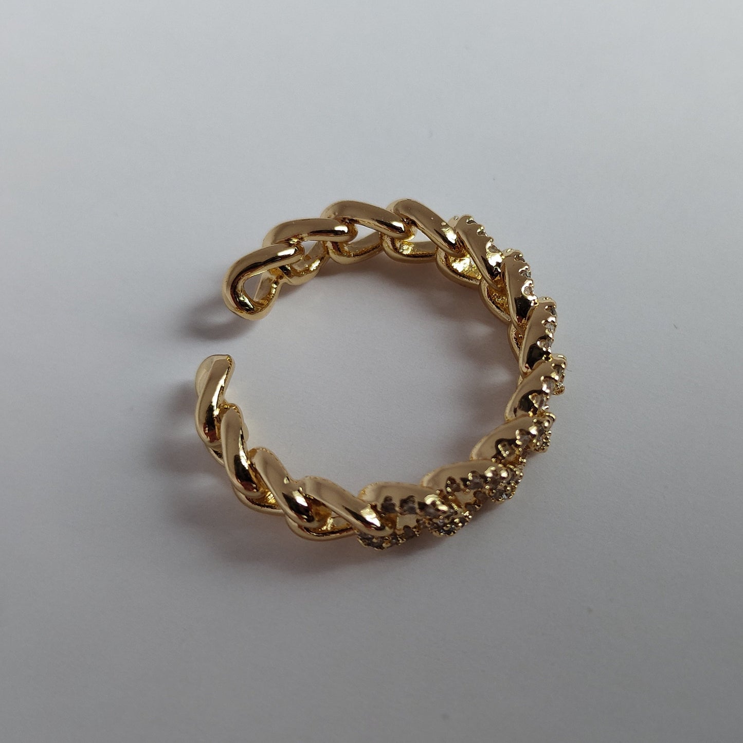 Chain-link Adjustable Ring - 18k Gold Plated