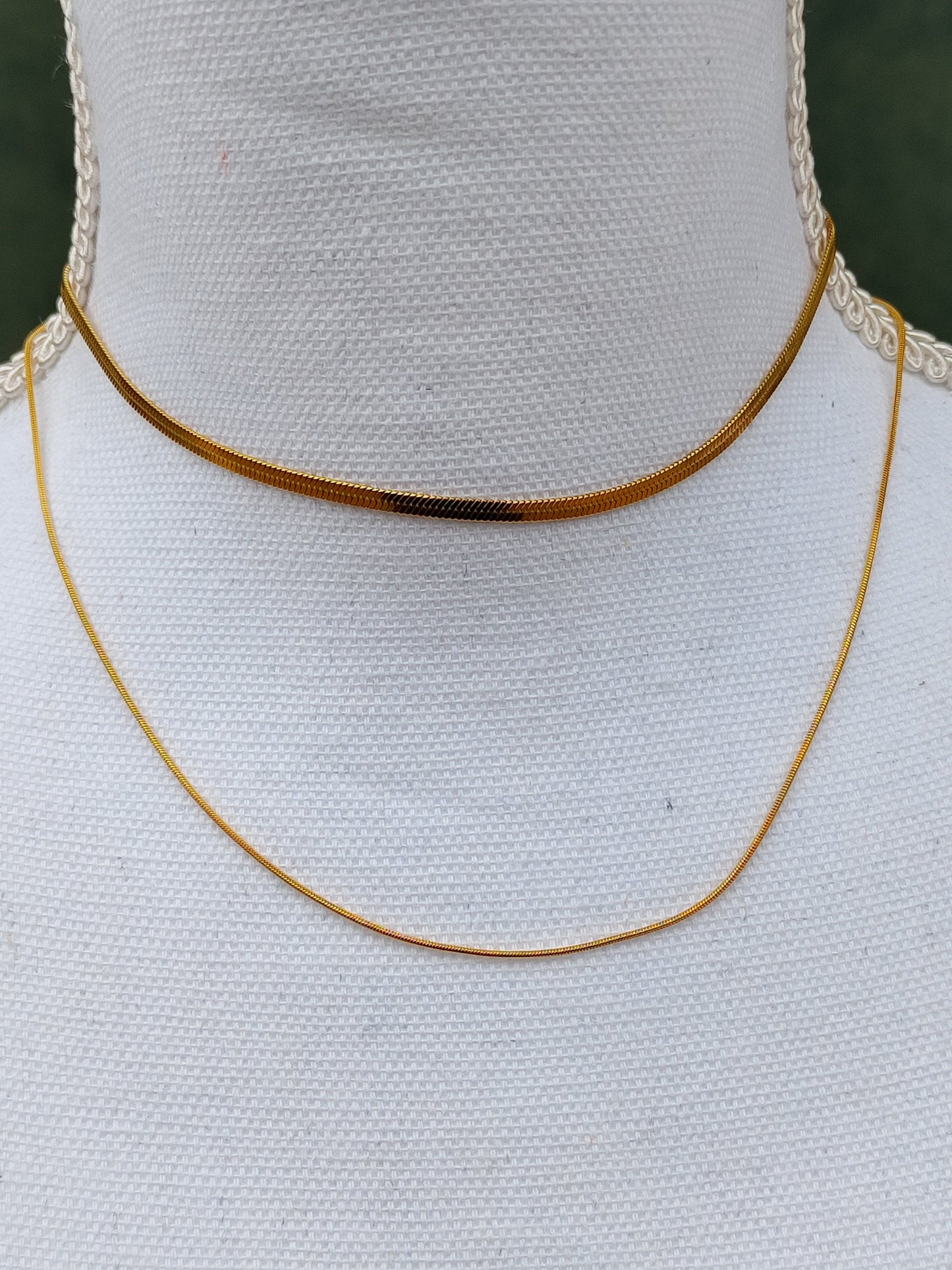 2PCS Layered Snake Chain Necklace - 18k Gold Plated