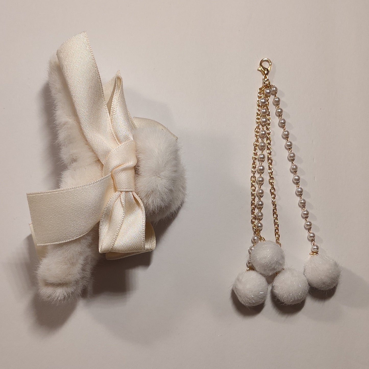 Faux Fur Hair Clips With Detachable Tassel