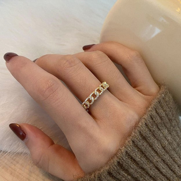 Chain-link Adjustable Ring - 18k Gold Plated